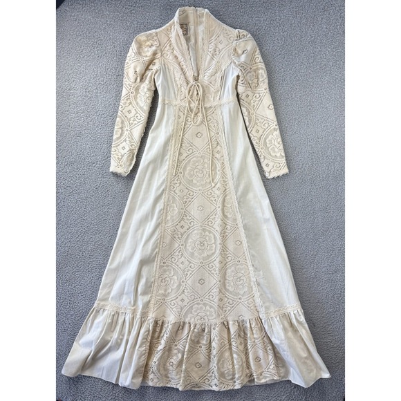 Gunne Sax Dresses & Skirts - Vintage Gunne Sax Dress Size 7 Crochet Lace Corset Prairie Cottagecore Wedding